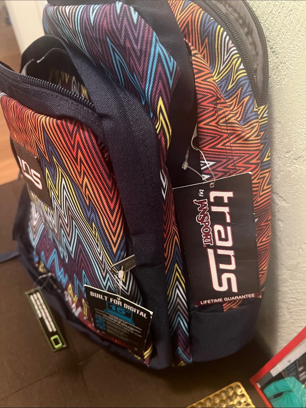 #2421** trans by JanSport- 15 inch laptop Multicolor Backpack - Picture 6 of 17